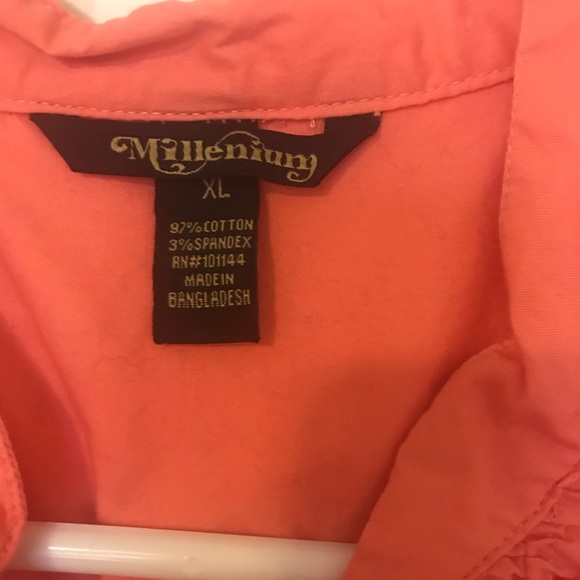 Orange Button Down Ruffled Blouse - Picture 4 of 5